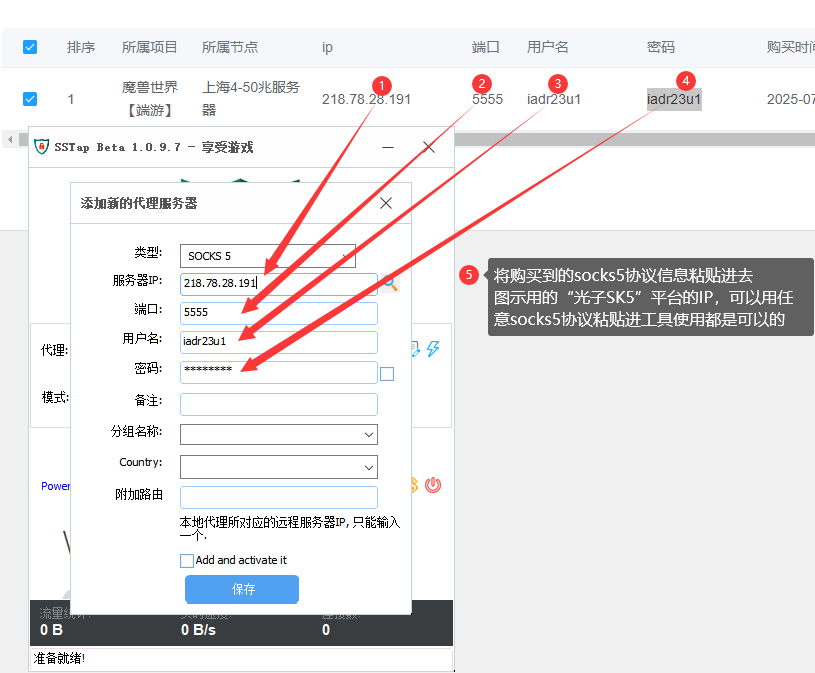 SSTap 填写代理信息