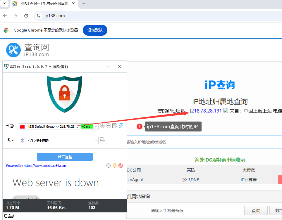SSTap 连接成功验证 IP
